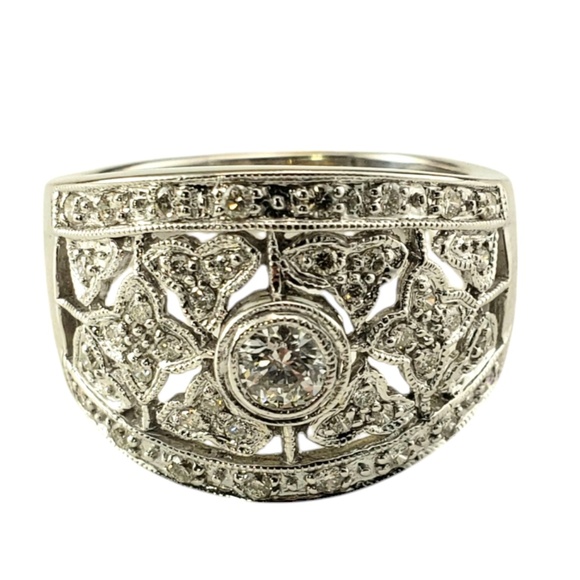 BJC 14 Karat White Gold and Diamond Band Ring Size 7.25 #20621 - Picture 2 of 8